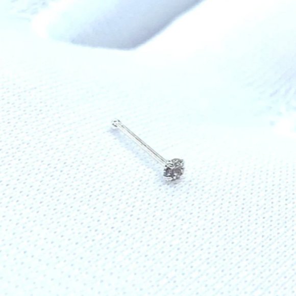 Tiny 1.5mm Cubic Zirconia Sterling Silver Nose Pin Nose Ring Nose Stud Nose Bone - Picture 2 of 3